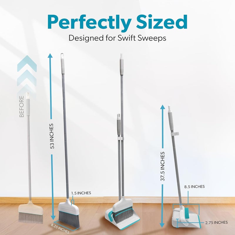 BLACK+DECKER Butler Broom and Dustpan Set for Home, Short Handle, Stand Up and Lightweight Space Saving Dust Pan and Broom Combo for Kitchen, Living Room, Bathroom, Lobby Floor Use - Image 3